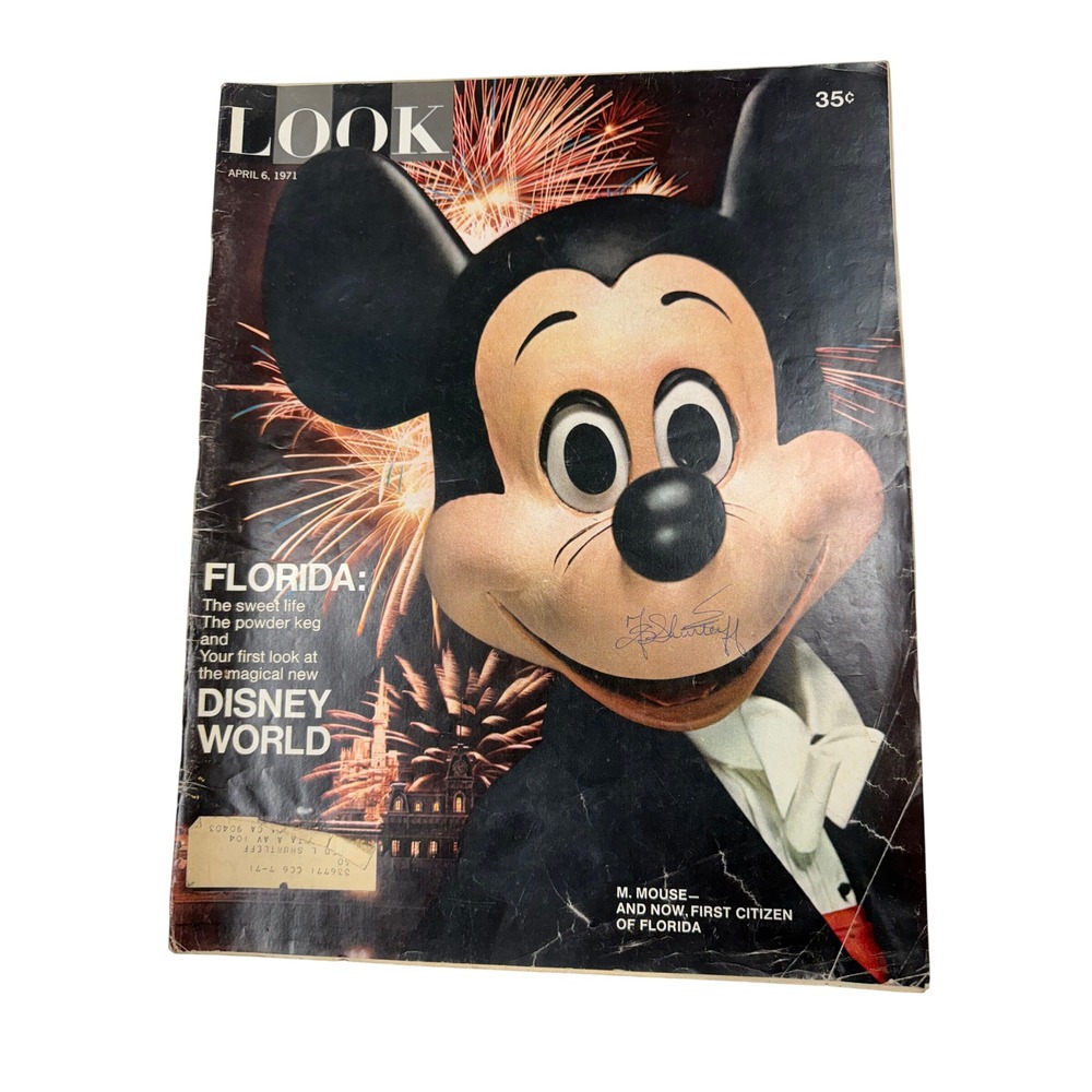 Vintage LOOK Magazine April 6 1971 Walt Disney World Florida Signed